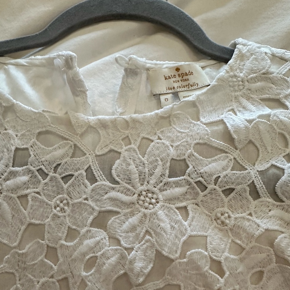 kate spade White Floral Lace Short-Sleeve Top - Picture 3 of 4